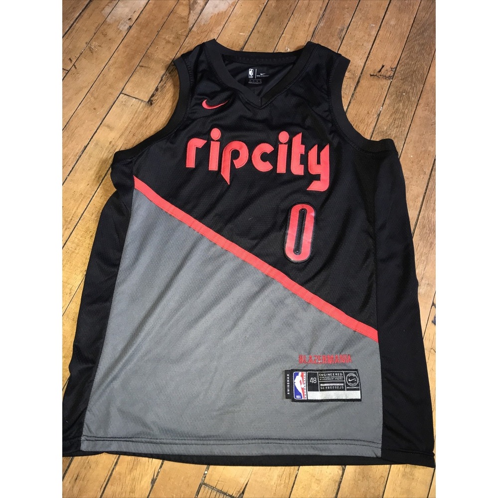 Portland Trail Blazers #0 Dame Lillard Swingman Nike Size 48 Jersey Black Blazer